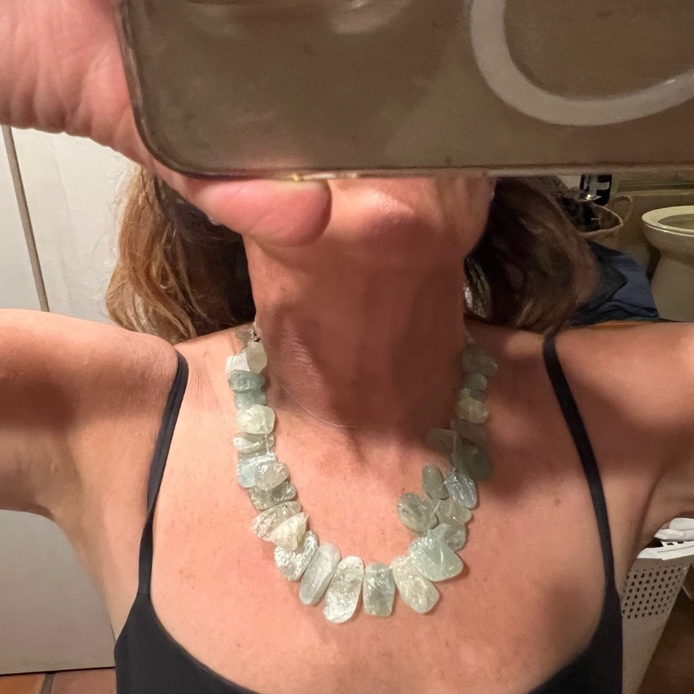 Semi precious Aqua stone necklace.